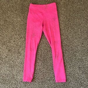 Zyia Hot Pink Gold Splatter High Rise Light & Tight 7/8 Active Leggings Size 2